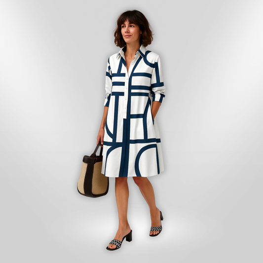 Hélène | Midikleid mit geometrischem Muster